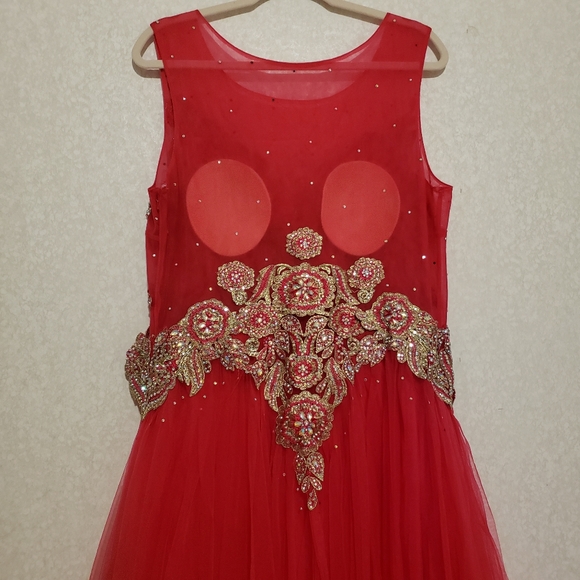 FUCHSIA LONG DRESS WHIT RHINESTONES SIZE:XXL - Picture 3 of 16